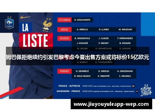 姆巴佩拒绝续约引发巴黎考虑今夏出售方案或将标价15亿欧元